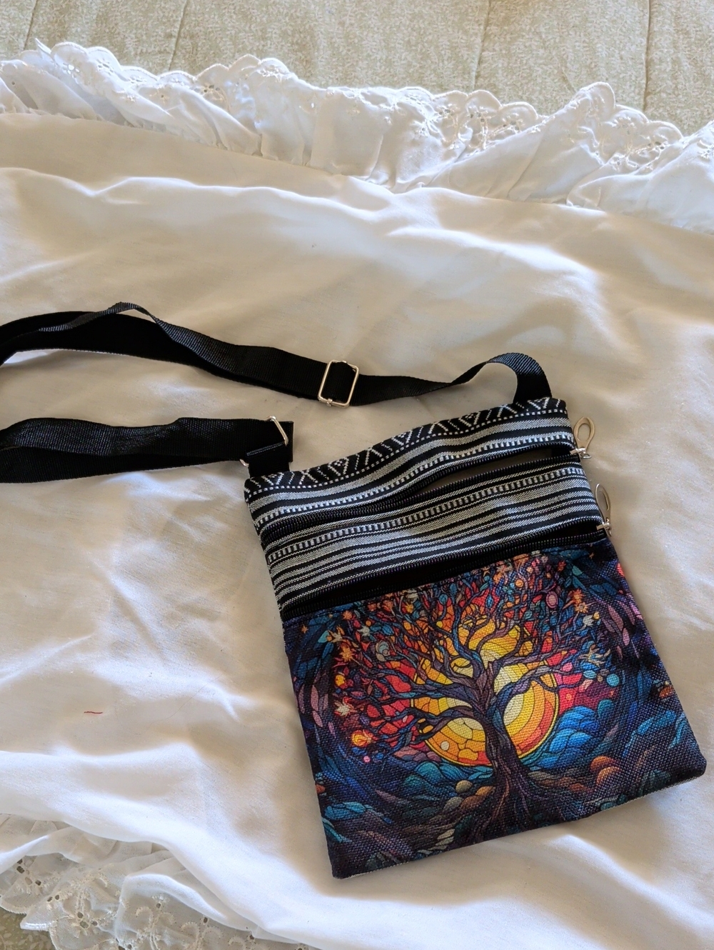 Multicolor Tree of Life Crossbody Bag - Unbranded
